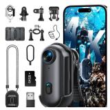 4K Mini Body Camera, Wearable Action Body Cam, Sports Action Camera Thumb Size Hands-Free Recording Body Worn Camera, Premium Portable Camcorder Mount Anywhere for Work, Travel,Fishing, Pet Walking