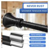 YNL Matte Black Shower Curtain Rod 36-84 Inch(3-7ft), No Slip No Drill Stainless Steel Spring Tension Curtain Rod, No Rust Shower Rod Adjustable For Bathroom Window Bedroom