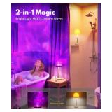 Funlenry Spa-Like Shower Lamp - Waterproof Bathroom Lamp with 16 Color Ocean Wave Projector, Rechargeable Shower Light with Touch & Remote Control, Cordless Light for Inside Shower/Bathtub