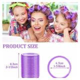 Acejoz Hair Rollers, 12Pcs Large Self-Grip Hair Curlers with 12Pcs Stainless Steel Duckbill Clips, for Long Medium Thick Hair Volume (Purple)