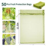 NIUBIER Fruit Protection Bags, 7.5x11.5 Inches Green Fruit Nets for Fruit Tree, Drawstring Mesh Cover Bags to Protect Vegetables Tomato Strawberry Garden