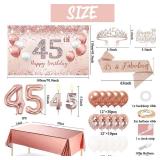 Trgowaul 45th Birthday Decorations Balloon Set Women Arch, Rose Gold 45th Birthday Banner and Party Tablecloth, Belt and Tiara, Pink Gold 45th Balloon, Cake Topper, Latex Balloon * 60