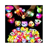 Mikulala 36 Pack Light Up Rings Glow in The Dark Party Supplies, Light up Party Favors, Goodie Bag Stuffers, Birthday Valentines Party Favors Classroom Prizes Cute Animal Treasure Box for Kids