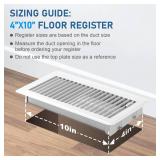 CASAJOY 6 Pack Floor Vents Floor Registers 4x10 inch,Heavy Duty Metal Floor Air Vent Covers for Home Floor Sidewall, Rust Proof Finish Registers Grilles & Vents(White)