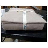 MooMee Bedding Duvet Cover Set 100% Washed Cotton Linen Like Textured Breathable Durable Soft Comfy (Heathered Tannish Linen Grey, Cal King 104x98)