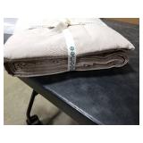 MooMee Bedding Duvet Cover Set 100% Washed Cotton Linen Like Textured Breathable Durable Soft Comfy (Heathered Tannish Linen Grey, Cal King 104x98)