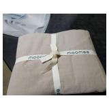 MooMee Bedding Duvet Cover Set 100% Washed Cotton Linen Like Textured Breathable Durable Soft Comfy (Heathered Tannish Linen Grey, Cal King 104x98)