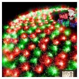 Lovelite 360LED Christmas Net Lights, 21ft x 5ft Mesh Lights Outdoor Green Wire 8 Modes Timer, Waterproof Connectable String Lights for Bushes Xmas Tree Garden Holiday Party Decor - Red Green