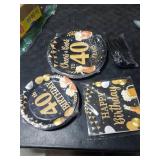 96Pcs 40th Birthday Party Supplies Black Gold Plates and Napkins Tableware Sets Cheers and Beers to 40 Years Decorations Favors for Men Women 40 Years Old Birthday Dinner Holiday Party Serves 24