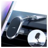 Magnetic Phone Holder for Car Metal Upgrade 6X Magnets Phone Mount Double 360° Rotation Super Sticker Phone Holder Car Mount Easy Install Suitable for Dashboard Screens Compatible with All Phone blac