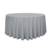 sancua Round Tablecloth - 108 Inch - Water Resistant Spill Proof Washable Polyester Table Cloth Decorative Fabric Table Cover for Dining Tables, Buffet Parties and Camping, Silver Grey