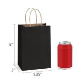 BagDream Gift Bags 100Pcs 5.25x3x8 Small Kraft Paper Gift Bags with Handles Bulk, Black Paper Sacks for Small Business, Retail, Merchandise, Grocery, Wedding Birthday Party favor
