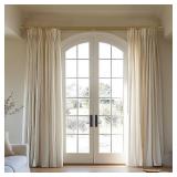 Warm Gold Curtain Rods for Windows 72 to144 Inch Brass Extra Long Heavy Duty Adjustable single 1 Diameter with vintage Brushed Bronze Metal Finials Antique for Living Room Bedroom Farmhouse Kitchen