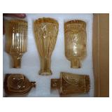 SUPMIND Glass Bud Vase Set of 5, Gold Amber Small Flower Vases for Centerpieces in Bulk, Mini Vintage Vase for Rustic Wedding, Home,Table Decoration