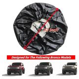 32 Inch Spare Tire Cover for 2021-2025 Ford Bronco Base, Big Bend, Black Diamond, Outer Banks 2 Door & 4 Door Wheel Tyre Protectors with Backup Camera Hole Exterior Accessories