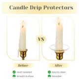 Hewory Glass Bobeches for Candlestick Holders, 3 PCS Candle Drip Protectors Candle Rings for Tapers, Candle Drip Catcher for Candle Stick Candle Holder for Wedding Party Church Home (Round, Clear)