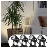 SUNVIE 4 Pack LED Spotlight Indoor for Plants Up Lights 120V Floor Spot lights Warm White Accent Lights for Indoor Statue Decor Uplighting, 5.9 FT Cord with Floor Foot Switch