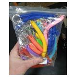 BOHUIZ 50Pcs Spiral Retractable Spring Coil Keychain, Multicolor Theftproof Anti-lost Stretch Cord Safety Key Ring with Metal Lobster Clasp Coil Lanyard Bulk for Purse Keys Wallet Cellphone