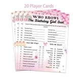 qinghemengxia Who Knows The Birthday Girl Best, Birthday Would She Rather, Birthday Game Cards for Girls Her Sleepover Party - 5.5 * 7 inch (Pink)