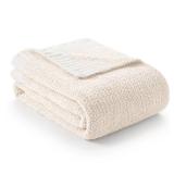 Snuggle Sac Buttery Ivory Bedding Blankets Twin Size 60x80, Super Soft Blankets Warm Cozy Knit Fuzzy Plush Blanket for Sofa, Bed, Living Room, Heather Ivory, 60x80 inches