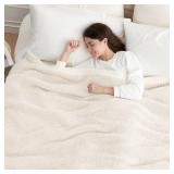 Snuggle Sac Buttery Ivory Bedding Blankets Twin Size 60x80, Super Soft Blankets Warm Cozy Knit Fuzzy Plush Blanket for Sofa, Bed, Living Room, Heather Ivory, 60x80 inches