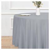 sancua Round Tablecloth - 108 Inch - Water Resistant Spill Proof Washable Polyester Table Cloth Decorative Fabric Table Cover for Dining Tables, Buffet Parties and Camping, Silver Grey