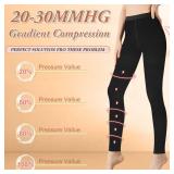 2 Pairs Medical Compression Pantyhose for Women, 20-30mmHg Graduated Support Tight Pants, Opaque Footless (Black*2, 4XL)