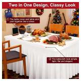 Rinpon Thick 2 in 1 Spandex Table Skirt and Cover 8ft, Rectangle Fitted Tablecloth with Pleated Skirt, Wrinkle Free Rectangular Table Cloth for Banquets and Vendor Event (White, 96*30*29)