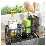 Cisily Sink Caddy Sponge Holder for Kitchen with Brush Holder and Stainless Steel Self Drain Tray, Rustproof Kitchen Sink Organizer for Sponge, Soap Dispenser Storage Accessories