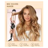 Large Curling Iron 2 Inch, Ceramic Long Barrel Hair Curling Wand, Hair Styling Tool, Dual Voltage, LCD Display, Black