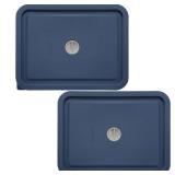 Replacement Lids for Pyrex 7211-PC 6 Cup Rectangle, Silicone Storage Cover Lid for Glass Bowl 2 Pack with Date Mark Dark blue