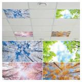 4 Pcs Fluorescent Light Covers with 40 Magnets Decorative for Classroom Ceiling Light 4 x 2 Feet Magnetic Light Covers Filter Easy Install for Office Hospitals & Home Drop Ceiling Supplies (Season)