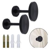 Shonmogar Curtain Tiebacks 2 Pack Curtain Holdbacks Zinc Alloy Curtain Tiebacks Wall Mounted with Screws, Decorative Curtain Holders for Drapes Stylish Black Curtain Tieback Hooks for Home Office