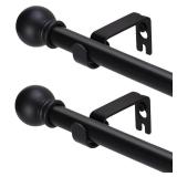 GXOACKJ 2 Pack Black Curtain Rods for windows 28 to 78 inch, 5/8 inch Splicing Heavy Duty Metal Curtain Rod Set with Brackets