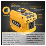 Azocek 220W Power Inverter Compatible with Dewalt 20V Battery(Battery not Included), DC 20V to AC 110V, 2 USB Ports & 1 Type-C Fast Charging, 400LM LED Work Light