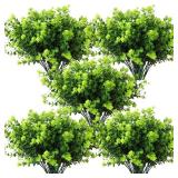 RECUTMS Artificial Outdoor Flowers Artificial Greenery Artificial Plant Bundles Spring Greenery Outdoor Plants Artificial UV Resistant for Porch Artificial Eucalyptus Stems,10 Pcs(Green)