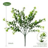 RECUTMS Artificial Outdoor Flowers Artificial Greenery Artificial Plant Bundles Spring Greenery Outdoor Plants Artificial UV Resistant for Porch Artificial Eucalyptus Stems,10 Pcs(Green)