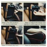 Car Armrest Cushion,Memory Foam Arm Rest for Car,Center Console Armrest with Phone Holder Storage Bag Universal Fit for Most Car (Black)