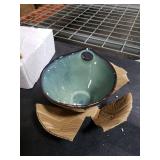 Henten Home 20 OZ Ramen Bowls Set, Ceramic Japanese Noodle Bowls Set of 2, Porcelain Deep Salad Bowl with Chopsticks for Udon, Reactive Glaze, Microwave Safe (Teal)