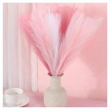 SeptCat 17 Pampas Grass Pink White Decor Faux Dried Fluffy Fake Small Light Pink Pompas Artificial Pompous Short Stems Bouquet Flower Vase Filler Home Wedding Room Wall Decoration
