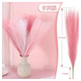 SeptCat 17 Pampas Grass Pink White Decor Faux Dried Fluffy Fake Small Light Pink Pompas Artificial Pompous Short Stems Bouquet Flower Vase Filler Home Wedding Room Wall Decoration