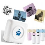 vretti Sticker Printer - TP2-Y Mini Portable Thermal Printer with Rolls Thermal Paper, Inkless Sticker Maker Machine Bluetooth Mini Pocket Printer for iPhone, Study Graphics, Photos, Students