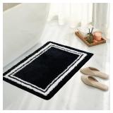 Tititex Luxury Black White Frame Line Bathroom Rug, 24x36 inch Extra Soft and Absorbent Microfiber Bath Rugs, Non-Slip Plush Shaggy Bath Carpet, Bath Mats for Bathroom Floor, Tub and Shower