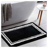Tititex Luxury Black White Frame Line Bathroom Rug, 24x36 inch Extra Soft and Absorbent Microfiber Bath Rugs, Non-Slip Plush Shaggy Bath Carpet, Bath Mats for Bathroom Floor, Tub and Shower