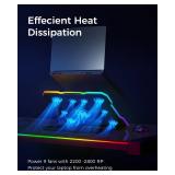 ChillCore Laptop Cooling Pad, RGB Lights Laptop Cooler 9 Fans for 15.6-19.3 Inch Laptops, Gaming Laptop Fan Cooling Pad with 8 Height Stands, 2 USB Ports - A21 Blue