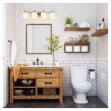 QEEIG Bathroom Shelves Over Toilet - Wall Mounted Floating Shelves Toilet Paper Storage Small Farmhouse Decor Shelf 16 inch Set of 3, Rustic Brown (019-BN3)