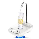 AstraLoom Electric Water Dispenser Pump for 3-5 Gallon Bottles - USB Rechargeable, Low Noise, Portable Automatic Jug Pump - Ideal for Home, Office, Camping (White)