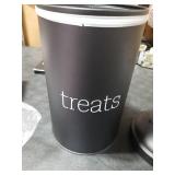 AuldHome Design Enamelware Dog Treat Jar (Black), Large Modern Farmhouse Pet Treats Container