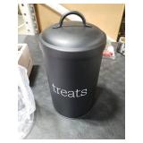 AuldHome Design Enamelware Dog Treat Jar (Black), Large Modern Farmhouse Pet Treats Container