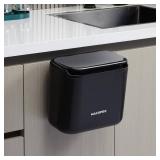 MACOPRO Hanging Small Trash Can with Lid Under Sink for Kitchen, Food Waste Bin for Countertop Compost Bin with Lid, Wall Mount Mountable Garbage Can for Bathroom, RV, 6.8L/1.8 Gal